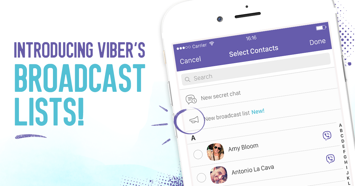 Broadcast lists feature Viber